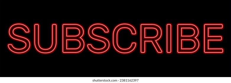Subscribe sign neon signboard isolated on black background vector. Follow me neon button, design template, night neon signboard, night bright advertising, light banner, light art