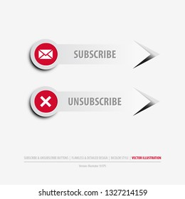 subscribe and unsubscribe arrow buttons containing: two differently designed isolated web buttons 