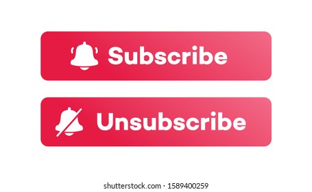Subscribe and unsubscribe button set trendy style for channel, blog, vlog, social media, motion, marketing isolated on white background. Vector 10 eps