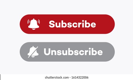 Subscribe and unsubscribe buttons isolated on white background for channel, blog, vlog, social media, motion, marketing isolated on white background. Vector 10 eps