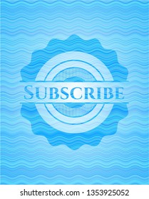 Subscribe water wave concept emblem background.