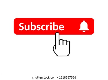 Subscribe Bell Button Hand Cursor Red Stock Vector (Royalty Free ...