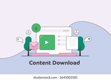 Assinante fazendo download de conteúdo licenciado de vídeo e imagem de um marketplace online.