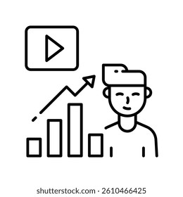 Subscriber growth vector outline icon. EPS 10 file