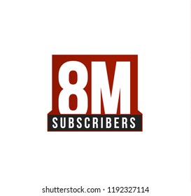 Subscribers number vector icon. Anniversary logo template. Greeting card design element. Simple numbers of followers emblem. Red strict style isolated vector illustration on white background.