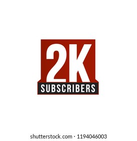 Subscribers number vector icon. Anniversary logo template. Greeting card design element. Simple numbers of followers emblem. Red strict style isolated vector illustration on white background.