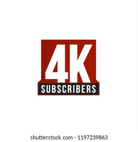 Subscribers number vector icon. Anniversary logo template. Greeting card design element. Simple numbers of followers emblem. Red strict style isolated vector illustration on white background.
