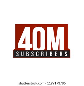 Subscribers number vector icon. Anniversary logo template. Greeting card design element. Simple numbers of followers emblem. Red strict style isolated vector illustration on white background.