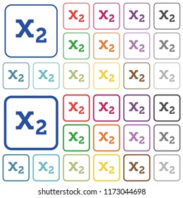 Subscript color flat icons in rounded square frames. Thin and thick versions included.