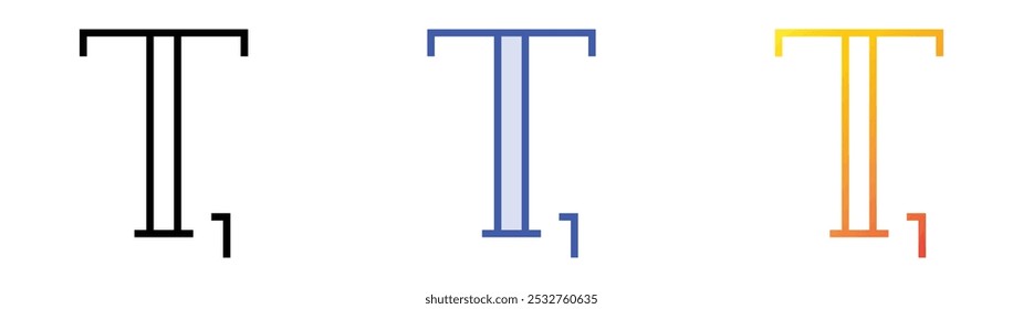 subscript icon. Linear, Blue Fill and Gradient Style Design Isolated On White Background