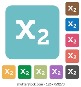 Subscript white flat icons on color rounded square backgrounds