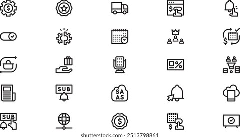 Subscription business model icons High-Quality Vector Icons Collection with Editable Stroke. Ideal for Professional and Creative Projects.