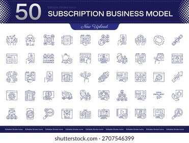 Icono de trazo del modelo de negocio de Suscripción. Conjunto de iconos de línea de modelo de negocio de Suscripción. paquete de iconos de trazo editable. Línea, delgado, Paquete de icono de estilo lineal. Totalmente personalizable