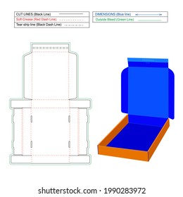 Subscription custom mailer box with double sided adhesive tape on tuck top mailer box dieline template and 3D render