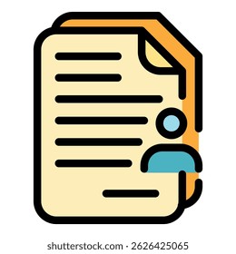 Ícone do CV da assinatura. Assinatura de contorno cv ícone de vetor cor plana isolada