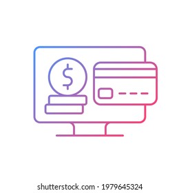 Subscription fee gradient linear vector icon. Paying yearly, monthly fees for streaming platform usage. Thin line color symbols. Modern style pictogram. Vector isolated outline drawing