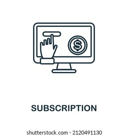 Subscription icon. Line element from social media marketing collection. Linear Subscription icon sign for web design, infographics and more.