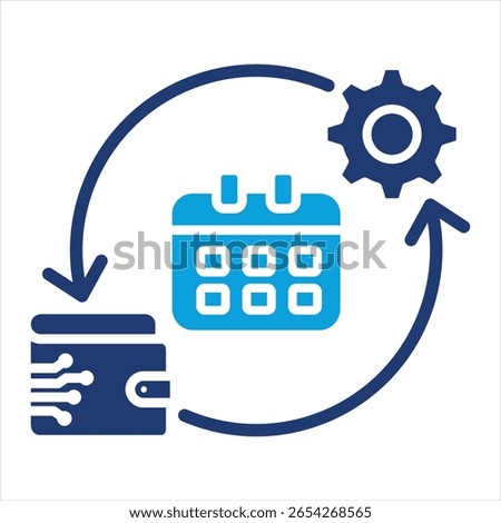 Subscription Management Flat Blue Icon Vector Illustration