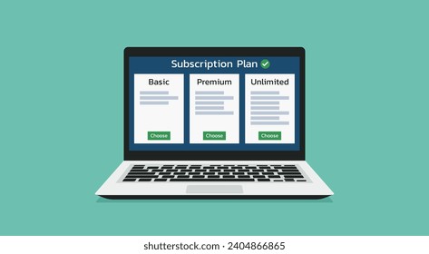 Subscription Management Platform on Laptop, Automate Recurring Billing Payments for Business Success, Flat Vector Illustration Design