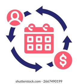 Subscription Model Icon Color Fill Style Vector Illustration