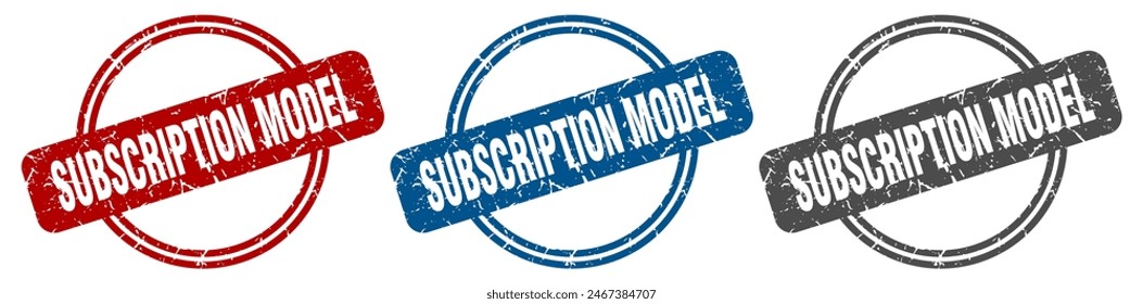 subscription model round isolated label sign. subscription model stamp