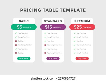 Subscription Package Pricing Comparison. Business Plan Pricing Chart. Comparison Table. Gradient Color 
