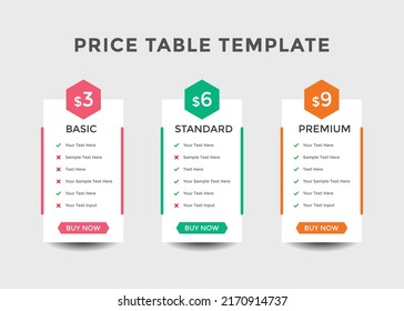 Subscription Package Pricing Comparison. Business Plan Pricing Chart. Comparison Table. Gradient Color 
