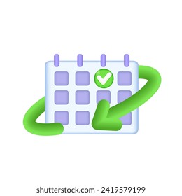 Subscription payment, monthly subscription auto-renewal icon. 3d vector icon. 
