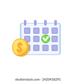 Subscription payment, monthly subscription auto-renewal icon. 3d vector icon. 
