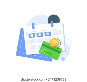 Subscription payment,Calendar with a monthly payment date for a registered member,Monthly subscription payment basis fee concept