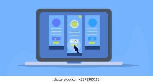 Subscription Plan, Selling membership online, Digital subscription package, Online payment app - vector illustration banner with icons
