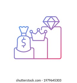 Subscription plans gradient linear vector icon. Paying recurring price for access to streaming library. Thin line color symbols. Modern style pictogram. Vector isolated outline drawing