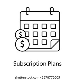 Subscription Plans Icon – Calendar with a Dollar Sign, Representing Recurring Payments