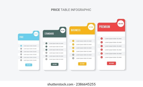 Subscription Plans Price Comparison Table Infographic Design Template