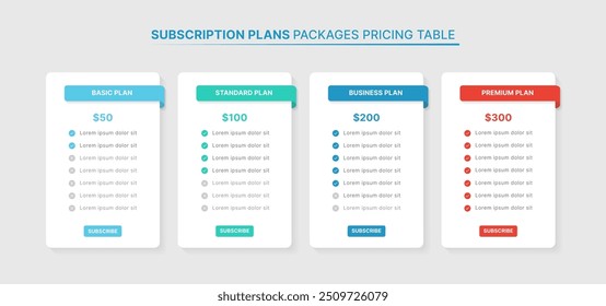 Planos de Assinatura Tabela de Precificação Pacotes Modelo Infográfico