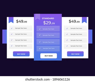Subscription plans and pricing table web template Free Vector