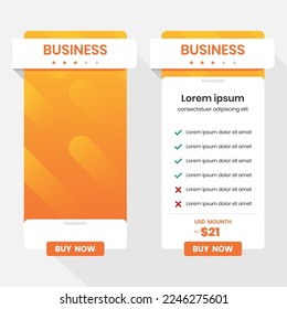 subscription price list user interface vector template