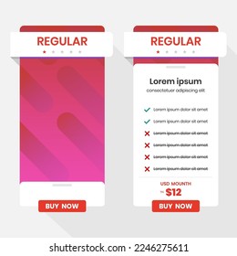 subscription price list user interface vector template