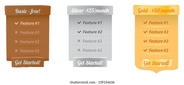 Subscription pricing plans isolated vector illustrations