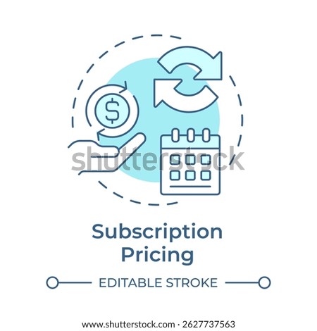 Subscription pricing soft blue concept icon. Business model, strategy. Price, revenue. Round shape line illustration. Abstract idea. Graphic design. Easy to use in infographic, article