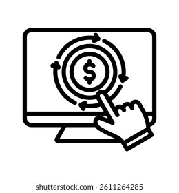 Subscription Renewal Line Vector Illustration On White Background.