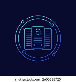 Subscription, tariff plans icon, linear design