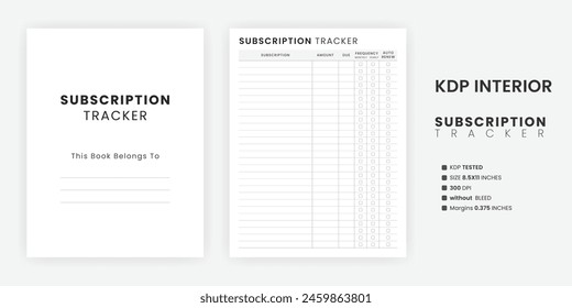 Subscription Tracker Printable, Monthly Subscription Checklist, Membership Checklist Template Letter Size