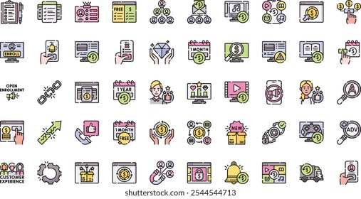 Subscriptionbusiness model icons High-Quality Vector Icons Collection with Editable Stroke. Ideal for Professional and Creative Projects.