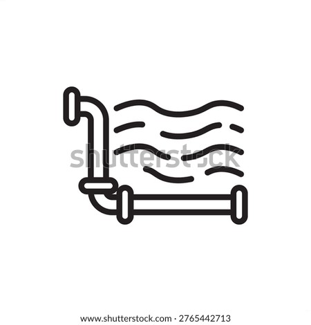 Subsea pipe icon symbolizing underwater transport, represents pipeline hardware, offshore tools, seafloor conduit gear, fluid transfer systems, and industrial maritime energy infrastructure logistics.