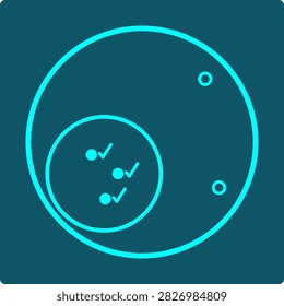 Subset Relationship Icon - nested circles with checked elements

Two nested circles show the subset relationship in set theory: a smaller circle, set A, sits fully inside a larger circle, set B. Check marked elements in A confirm they also belong to B, while extra hollow elements in B alone show A is a proper subset. Clean line-art icon for math and education graphics.