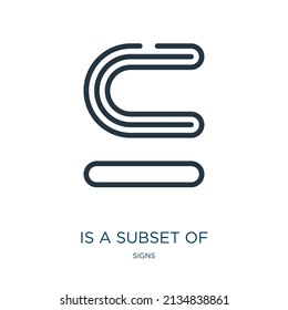 es un subconjunto de símbolo de línea delgada. matemáticas, aprendizaje de iconos lineales a partir del signo de contorno aislado del concepto de signos. Elemento de símbolo de ilustración vectorial para diseño web y aplicaciones.