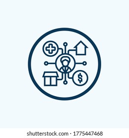 Subsidies Concept Icon. Government Incentive. Financial Support Thin Line Illustration. Social Welfare. Money And Food Donation. Vector Isolated Outline RGB Color Drawing
