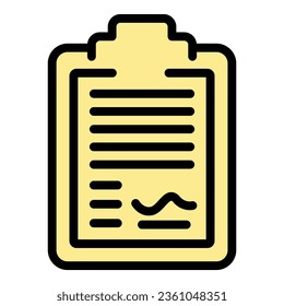Subsidy clipboard icon outline vector. Bank money. Debt federal color flat