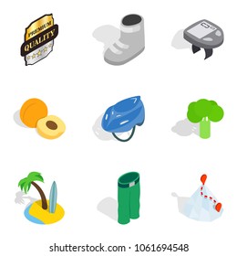 Subsidy icons set. Isometric set of 9 subsidy vector icons for web isolated on white background